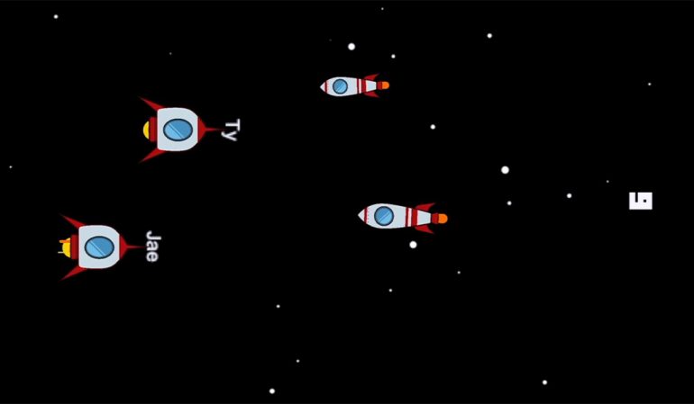 A gameplay screenshot from Rocket Dodge 2D