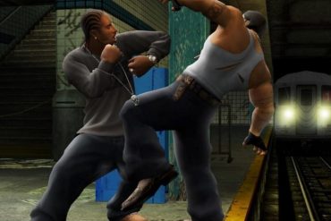 Ludacris knocking another fighter onto train tracks.