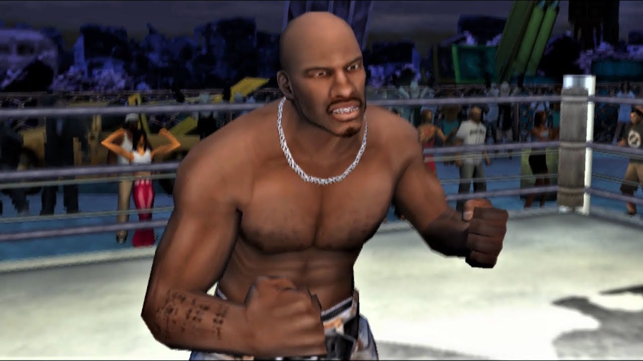 DMX shirtless in the ring.