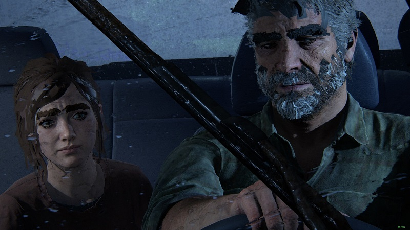 Joel and Ellie with a visual bug from The Last Of Us Part 1 on PC
