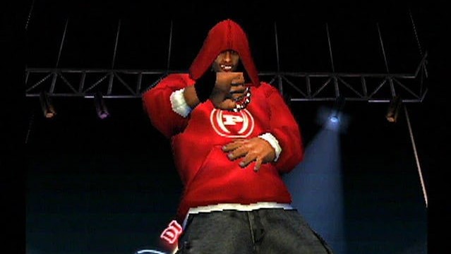 Joe Budden in a red hoodie.