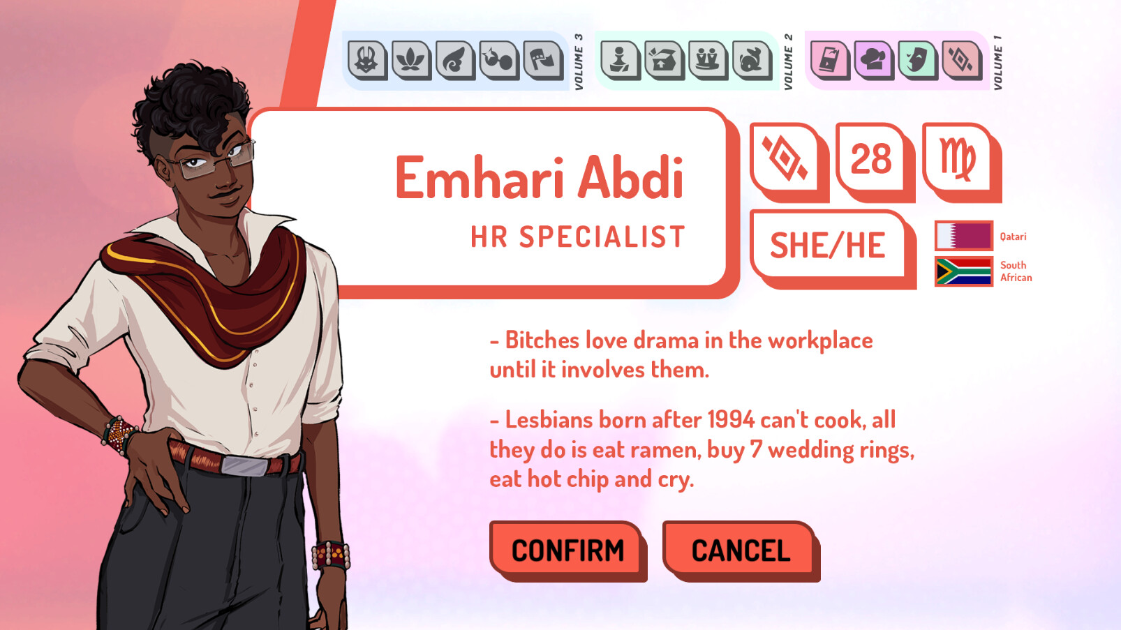 Emhari's profile page in ValiDate.