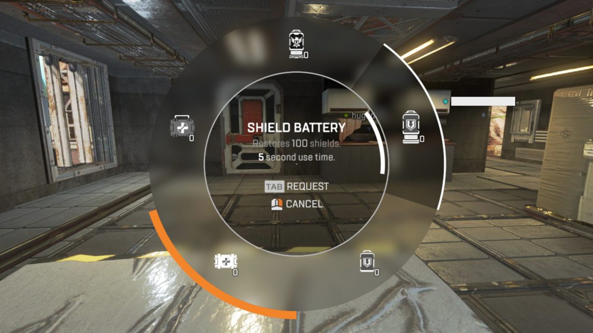 The consumables wheel in Apex Legends.