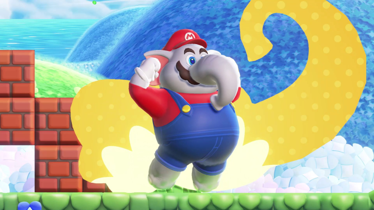 Elephant Mario posing from the Super Mario Bros Wonder trailer