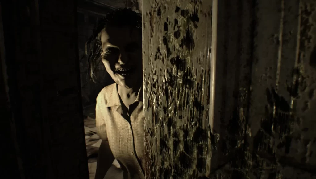 Resident Evil 7: Marguerite behind a door.